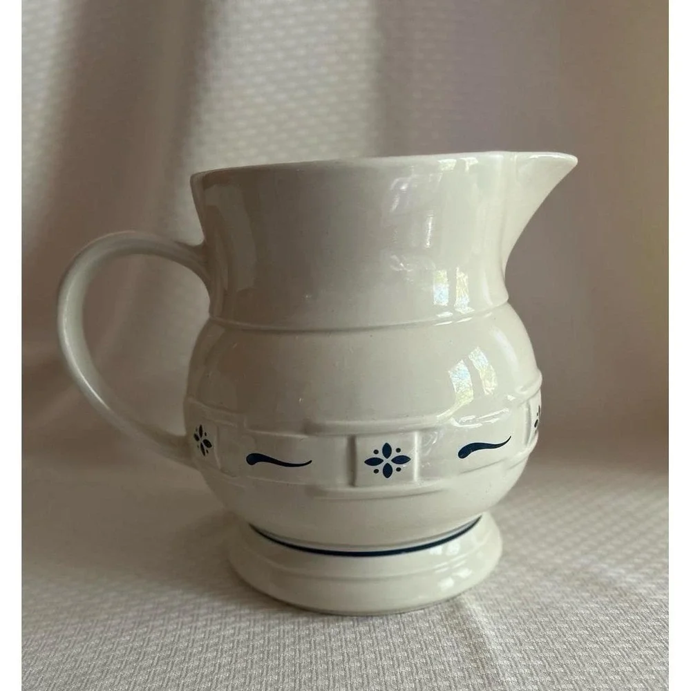 Longaberger Pottery Woven Traditions Classic Blue Pitcher